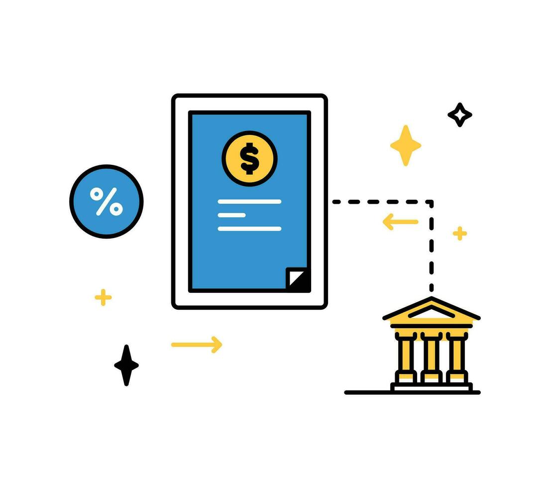 Finance and accounts for household economic growth, investment plan management outline style vector illustration.
