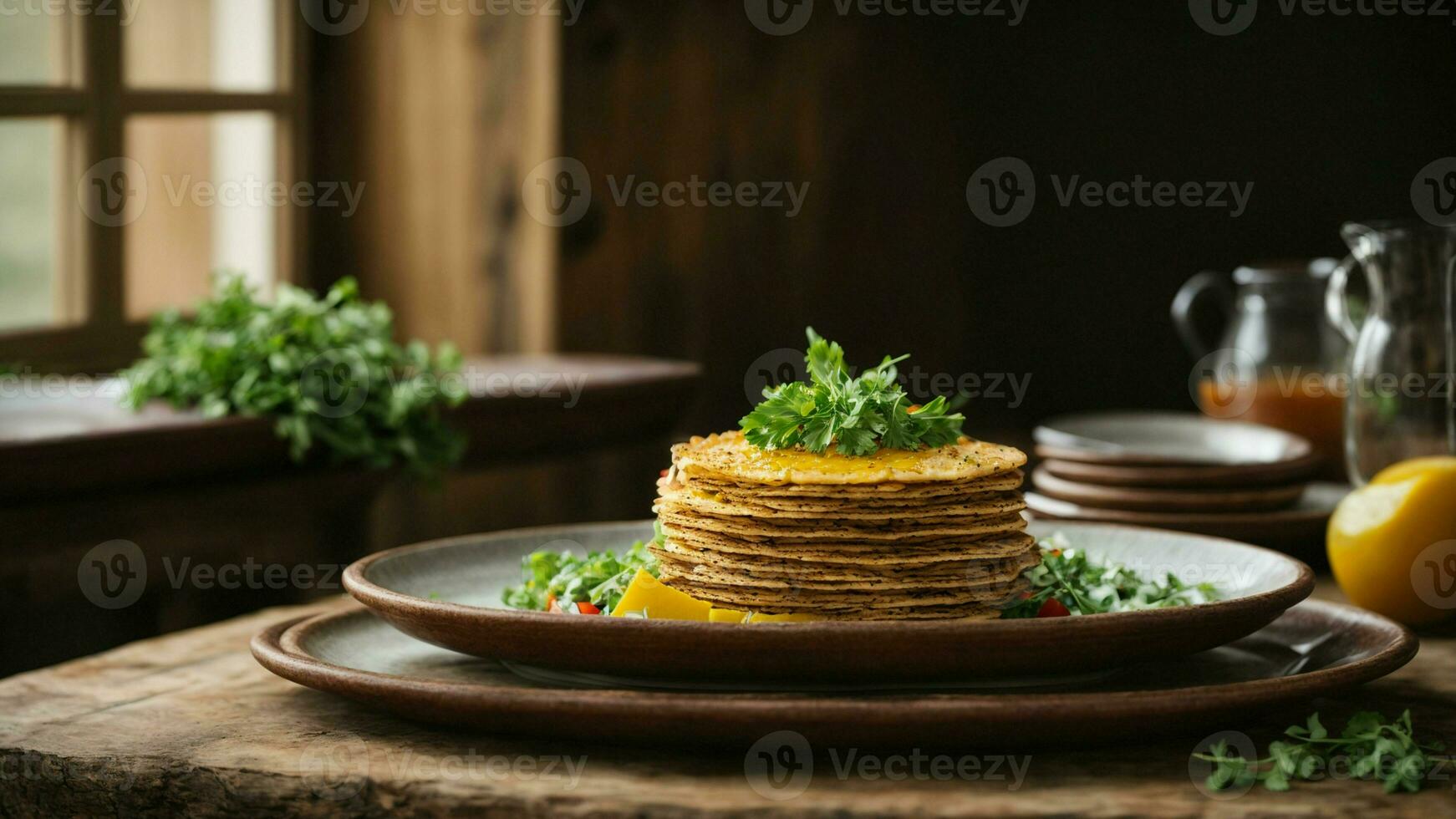 ai generado crear un visualmente agradable arreglo de rajma arroz con complementario lado platos. foto