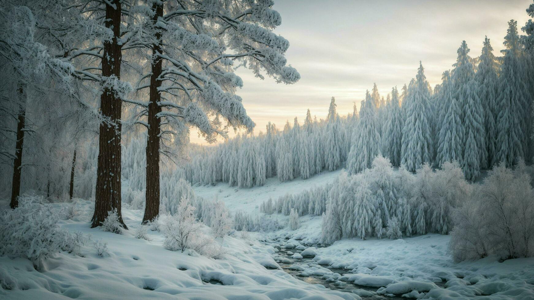 AI generated Capture the essence of a Winter Wonderland Frame a 