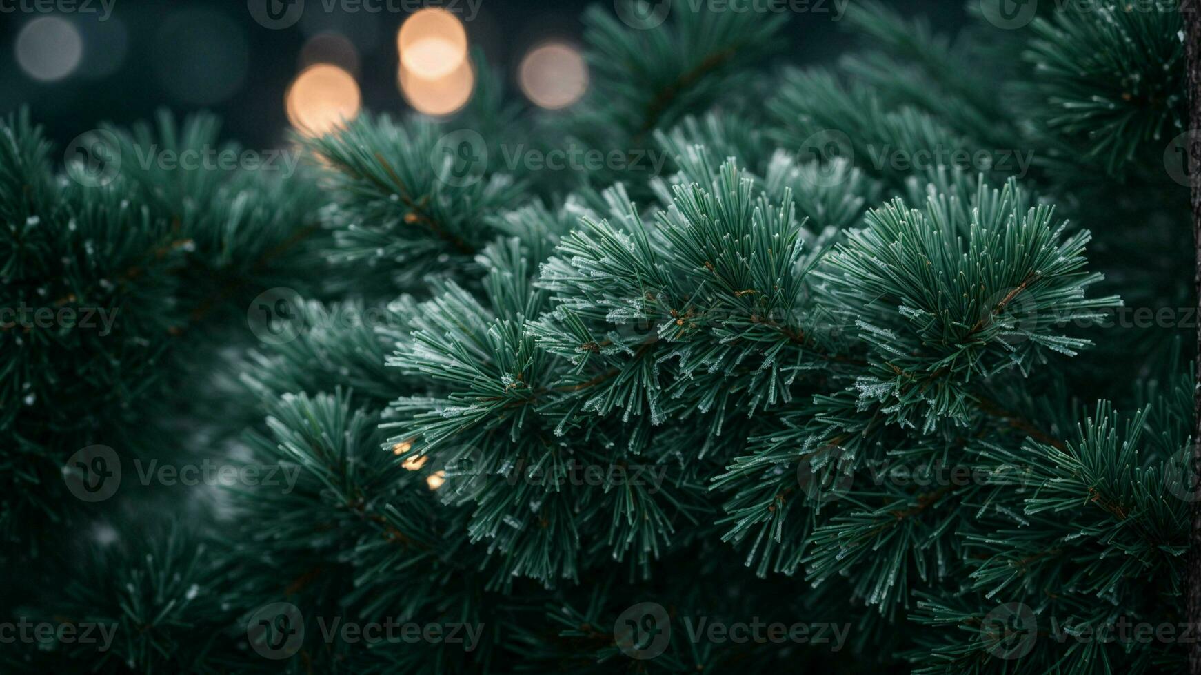 ai generado proporcionar un detallado cuenta de cómo hielo cristales formar en el agujas de un pino árbol durante un congelación invierno noche. foto