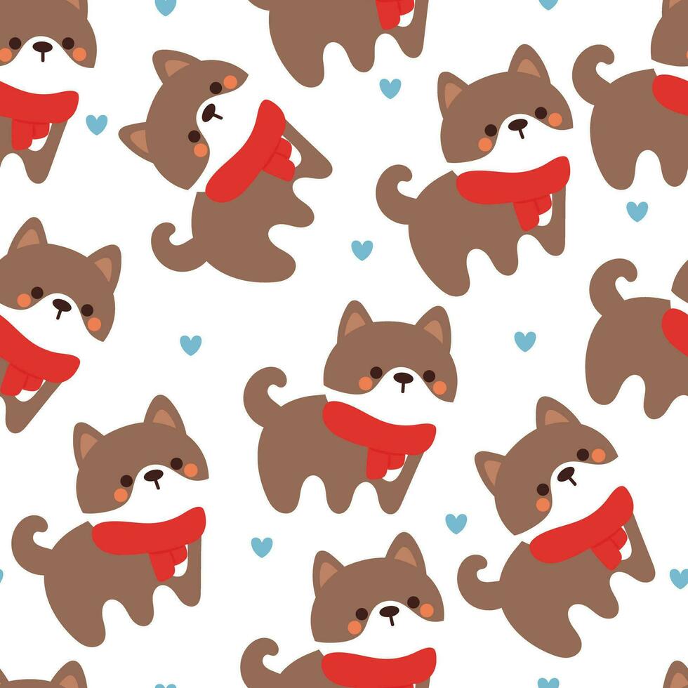 sin costura modelo dibujos animados perrito con bufanda. linda animal para Navidad fondo de pantalla para textil, regalo envolver papel vector