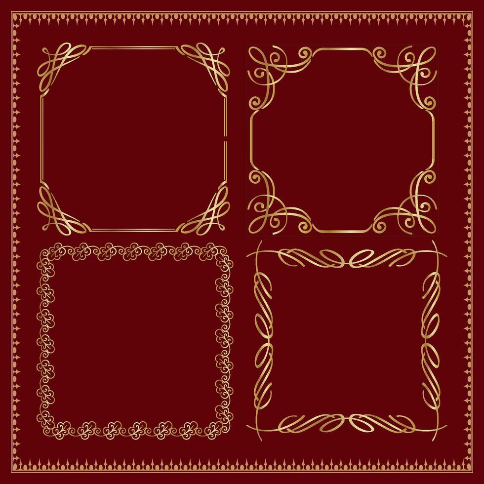 rectangle ornamental frames, Gold Antique Frames Set Vintage Frames. vector