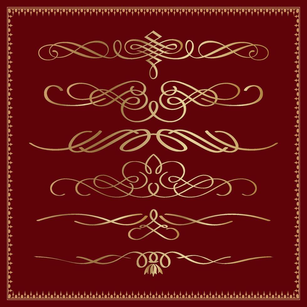 vintage divider, calligraphic design elements dividers decorations and delimiters set vector illustration.