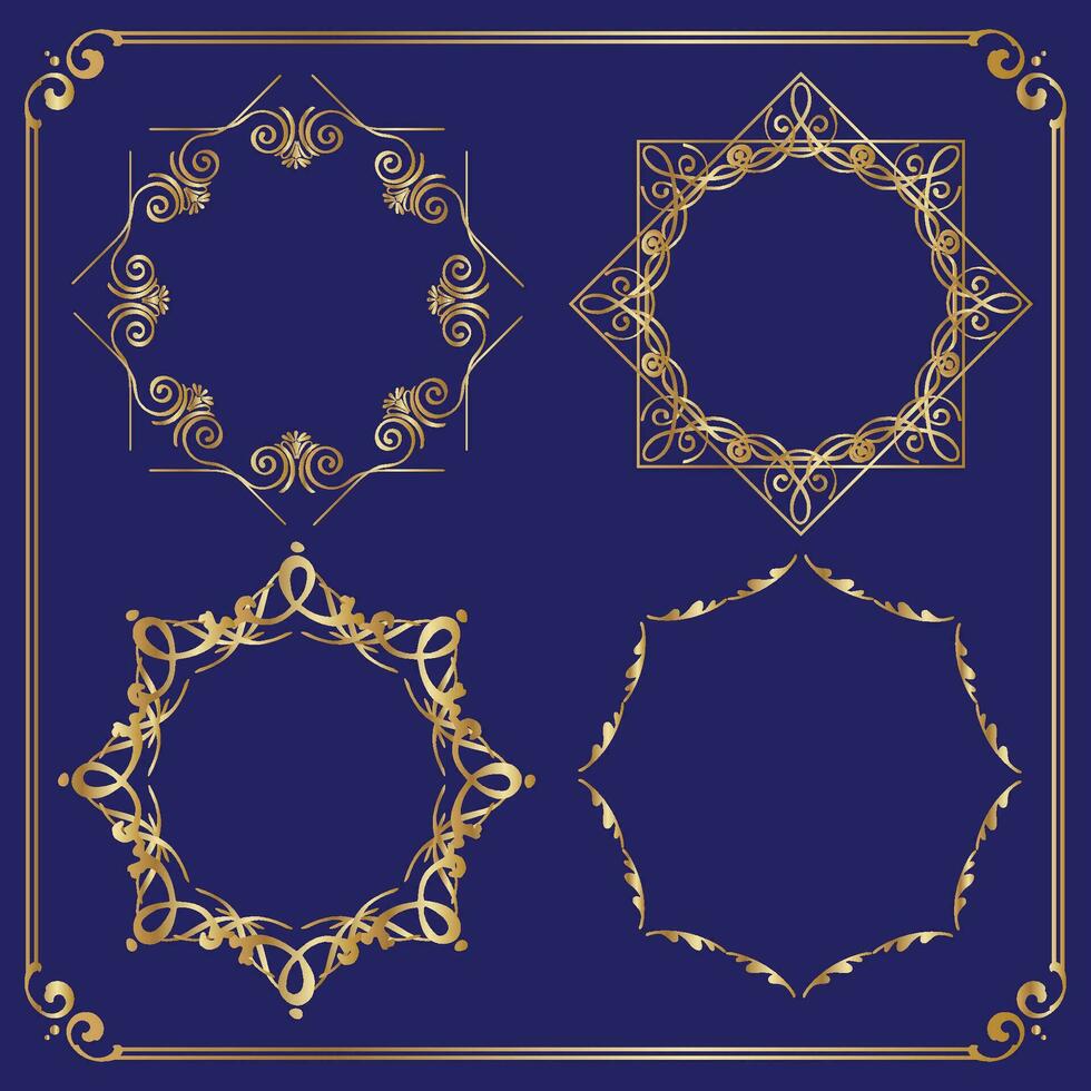 circulo ornamental marcos oro antiguo marcos conjunto Clásico marcos vector
