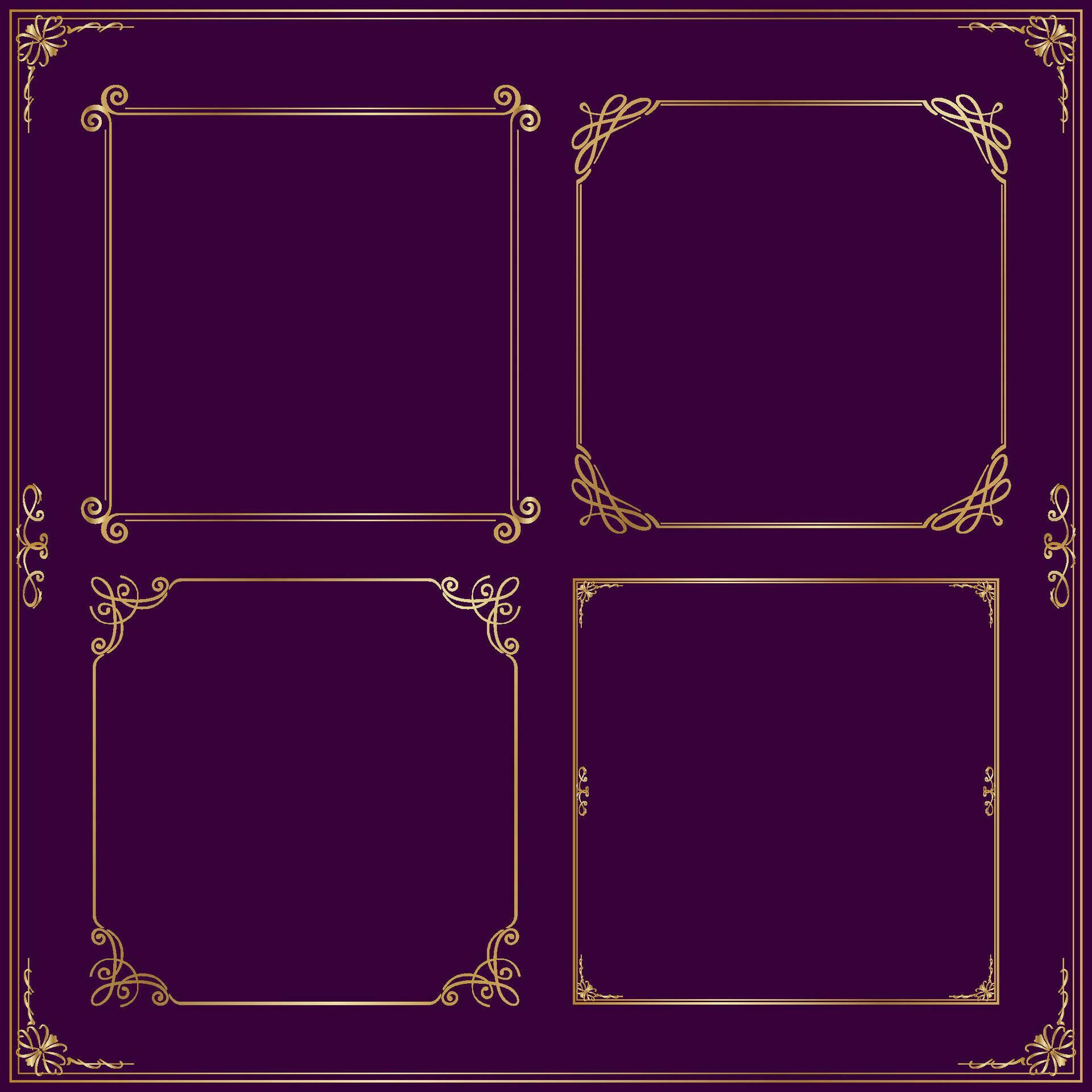 rectangle ornamental frames, Gold Antique Frames Set Vintage Frames