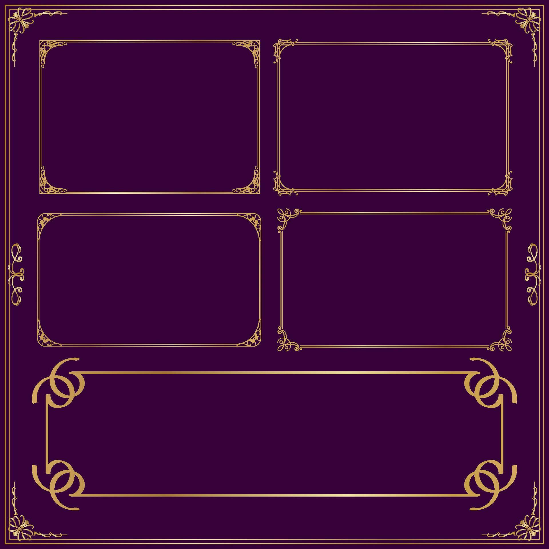 rectangle ornamental frames, Gold Antique Frames Set Vintage Frames