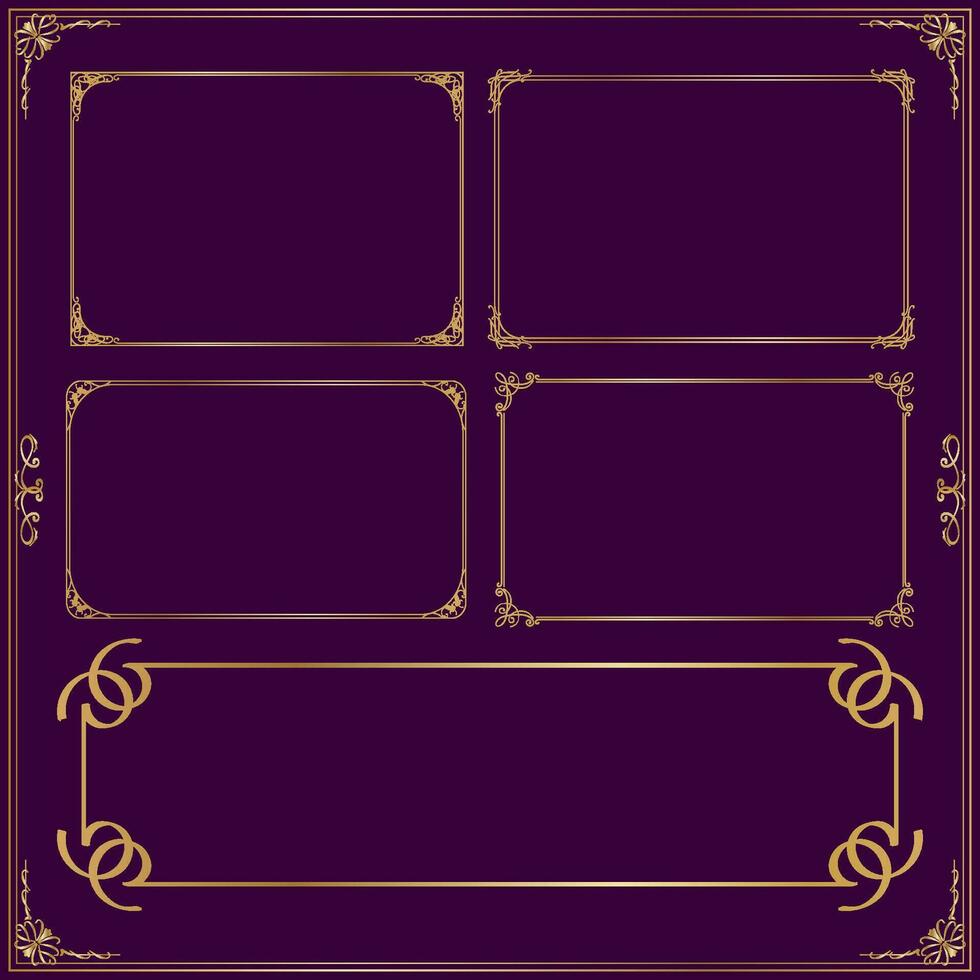 rectangle ornamental frames, Gold Antique Frames Set Vintage Frames