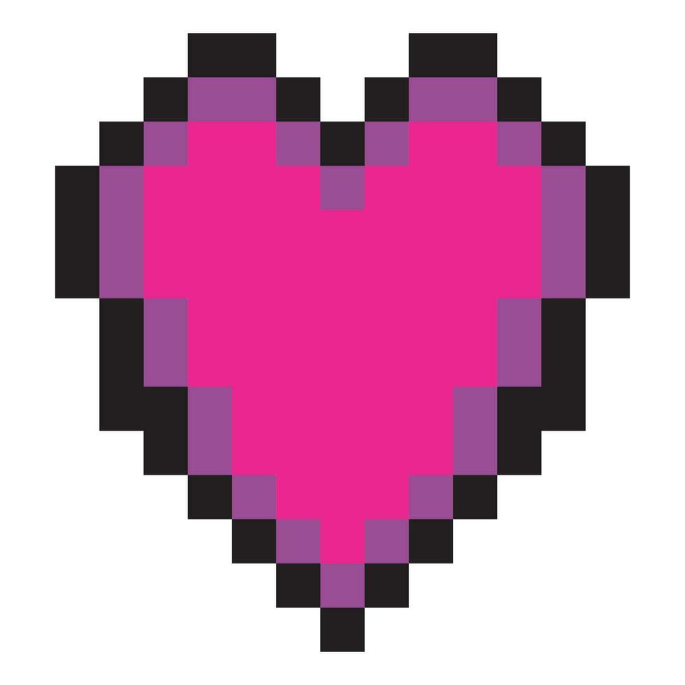 Heart with pixel art design vector