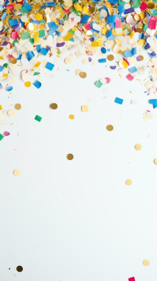 AI generated flurry of confetti fills the frame in this photo, with a carnival-inspired background photo