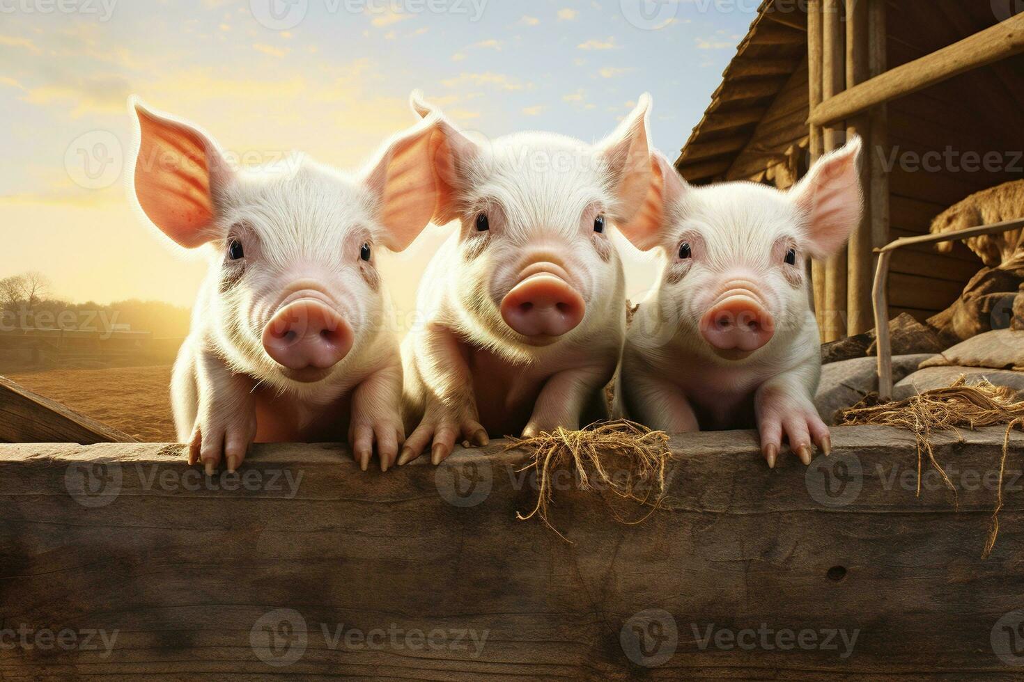 AI generated Piglets on the farm photo