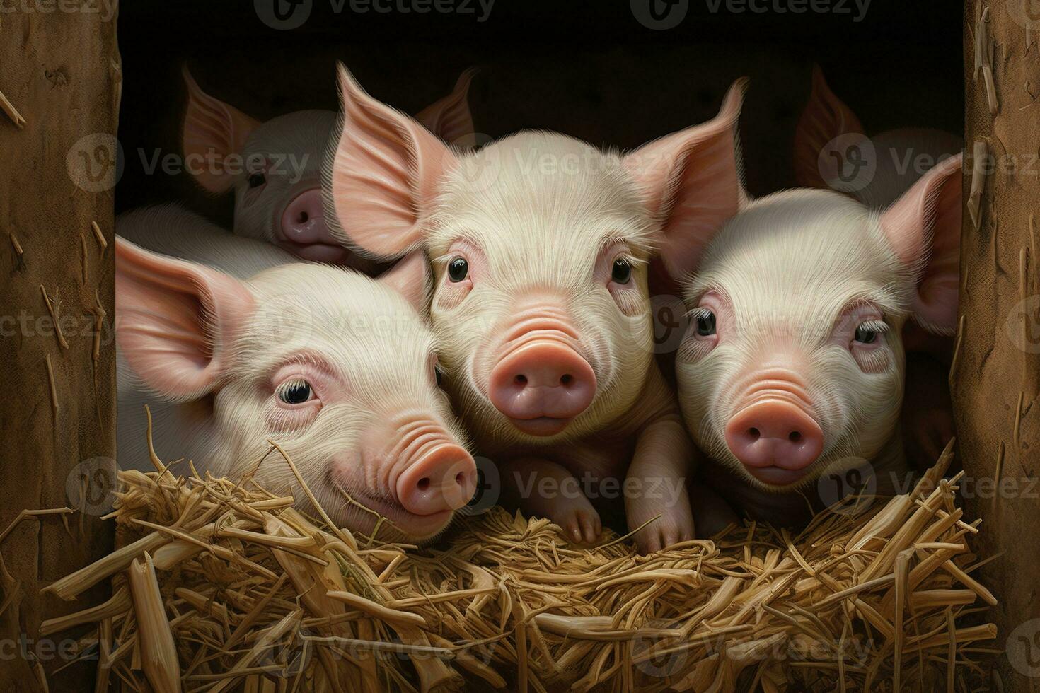 AI generated Piglets on the farm photo