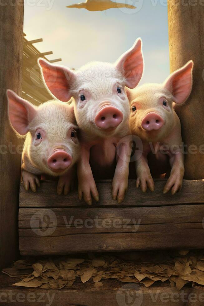 AI generated Piglets on the farm photo