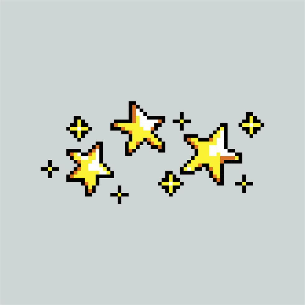 Pixel art illustration Stars. Pixelated Yellow Star. Space Yellow bright Stars pixelated for the pixel art game and icon for website and video game. old school retro. vector