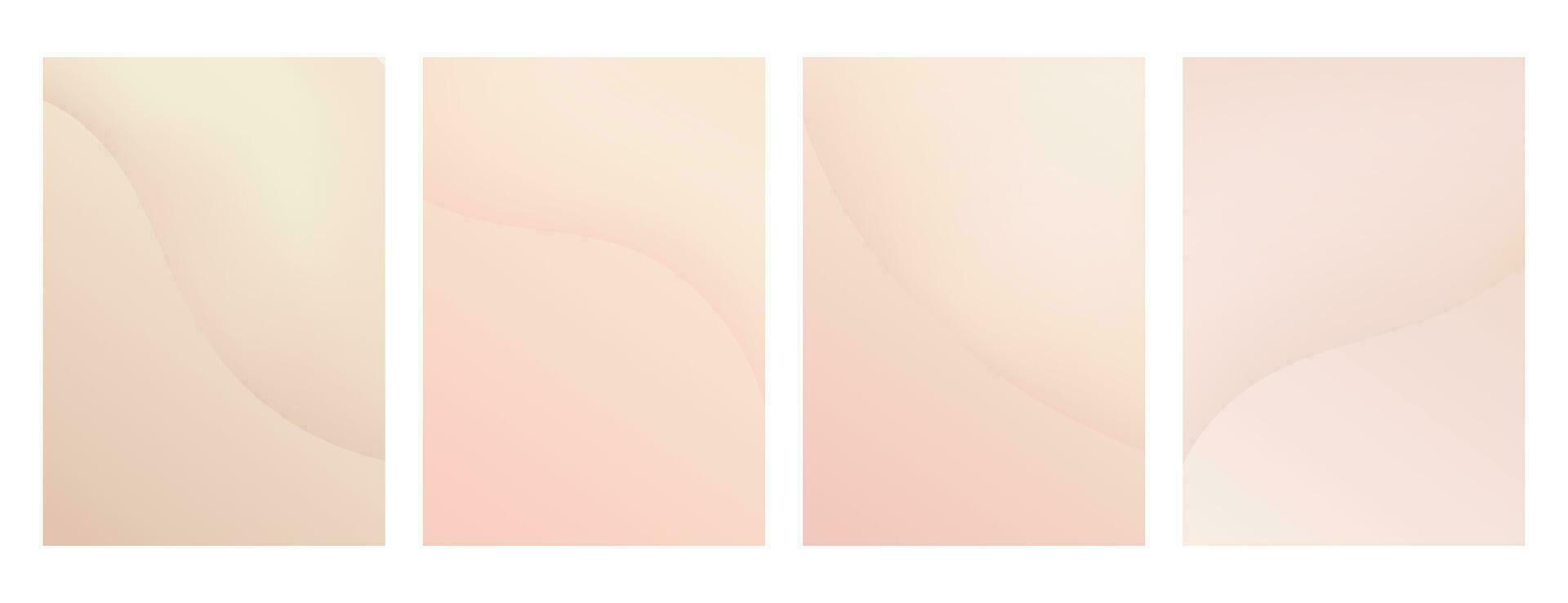 Set of gradient posters in nude colors. Delicate background with gradation of pastel shades vector