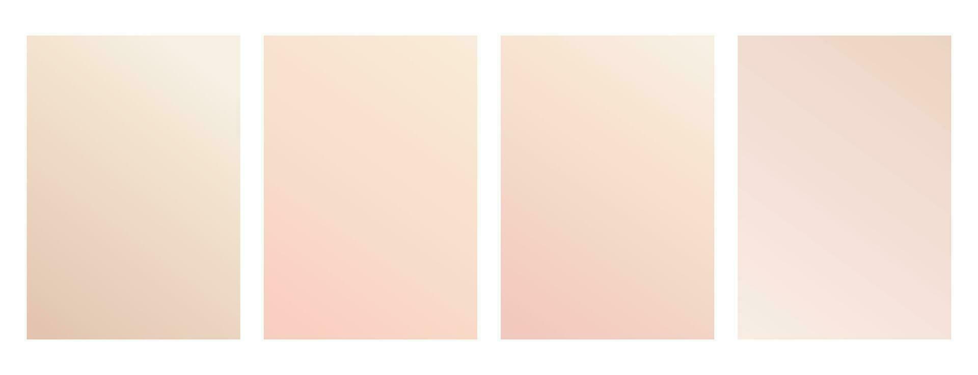 Nude gradient. Set of posters with gradation of warm beige shades. Pastel colors for design vector