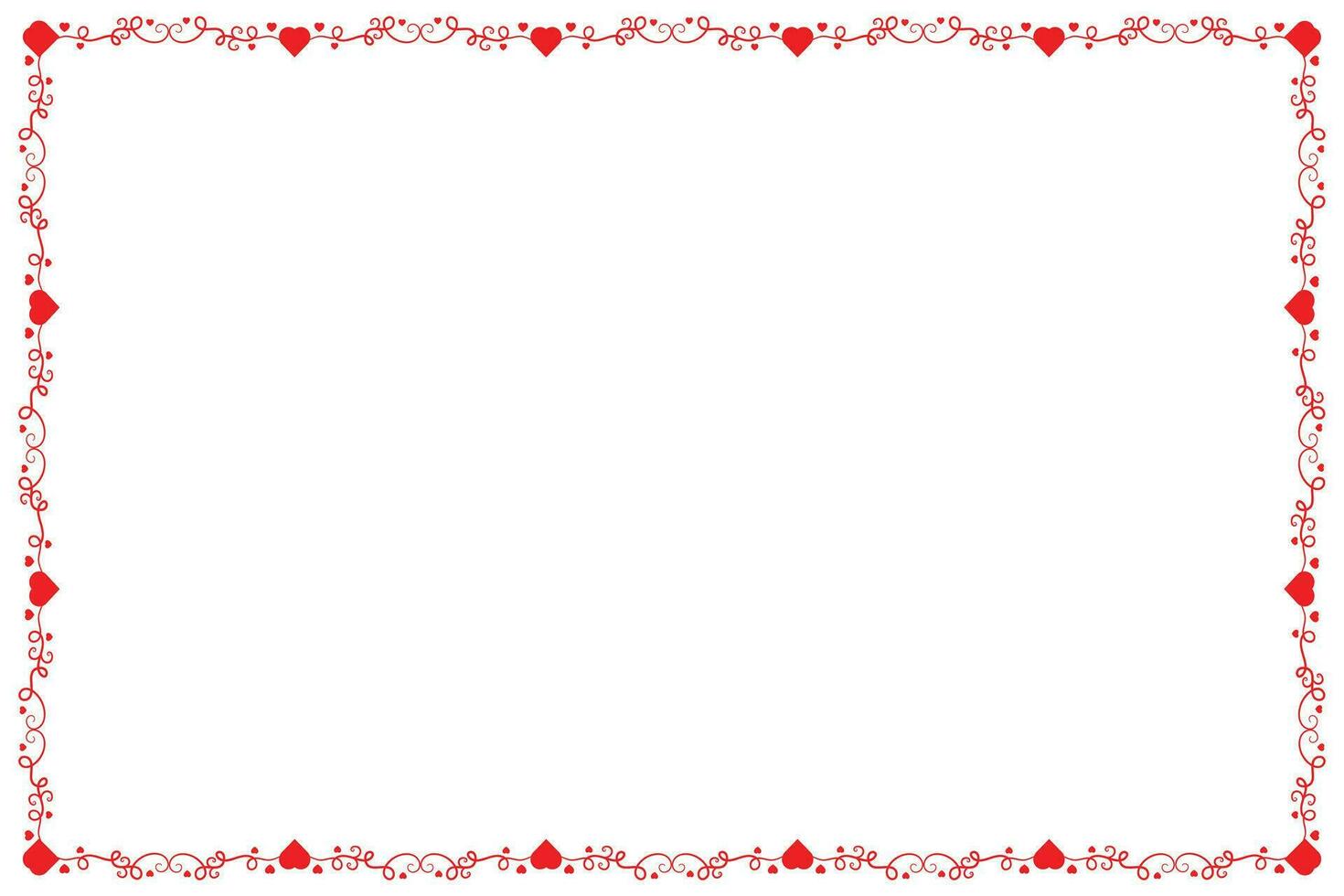 Heart Swirl Romantic Love ornaments isolated border layout, red hearts ornate award frame border, Valentines Day Card Border Square frame design, decorative heart rectangle frame vector element