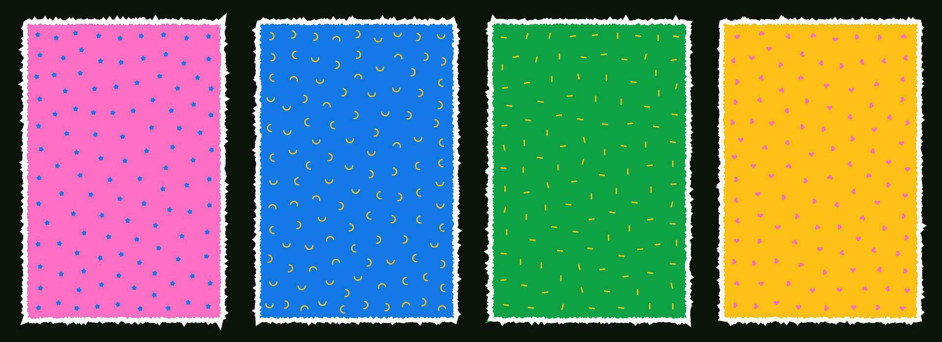 Set of paper backgrounds with abstract geometric shapes. A piece of colored paper. Banner, background, filled with geometric shapes. vector