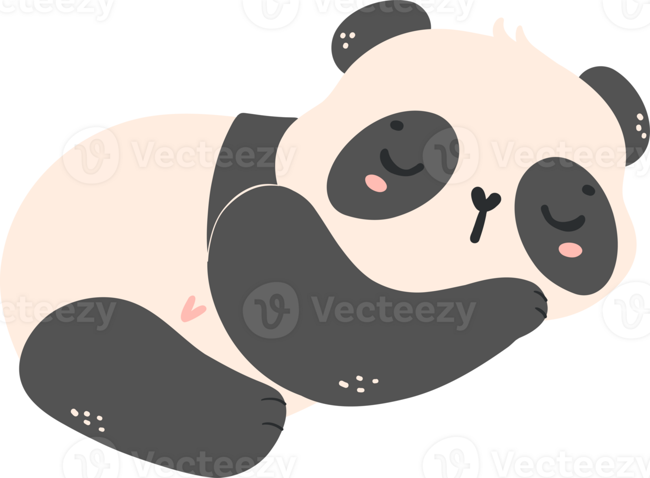 Cute Baby Panda in sleeping Pose Cartoon Hand Drawn Flat Design png