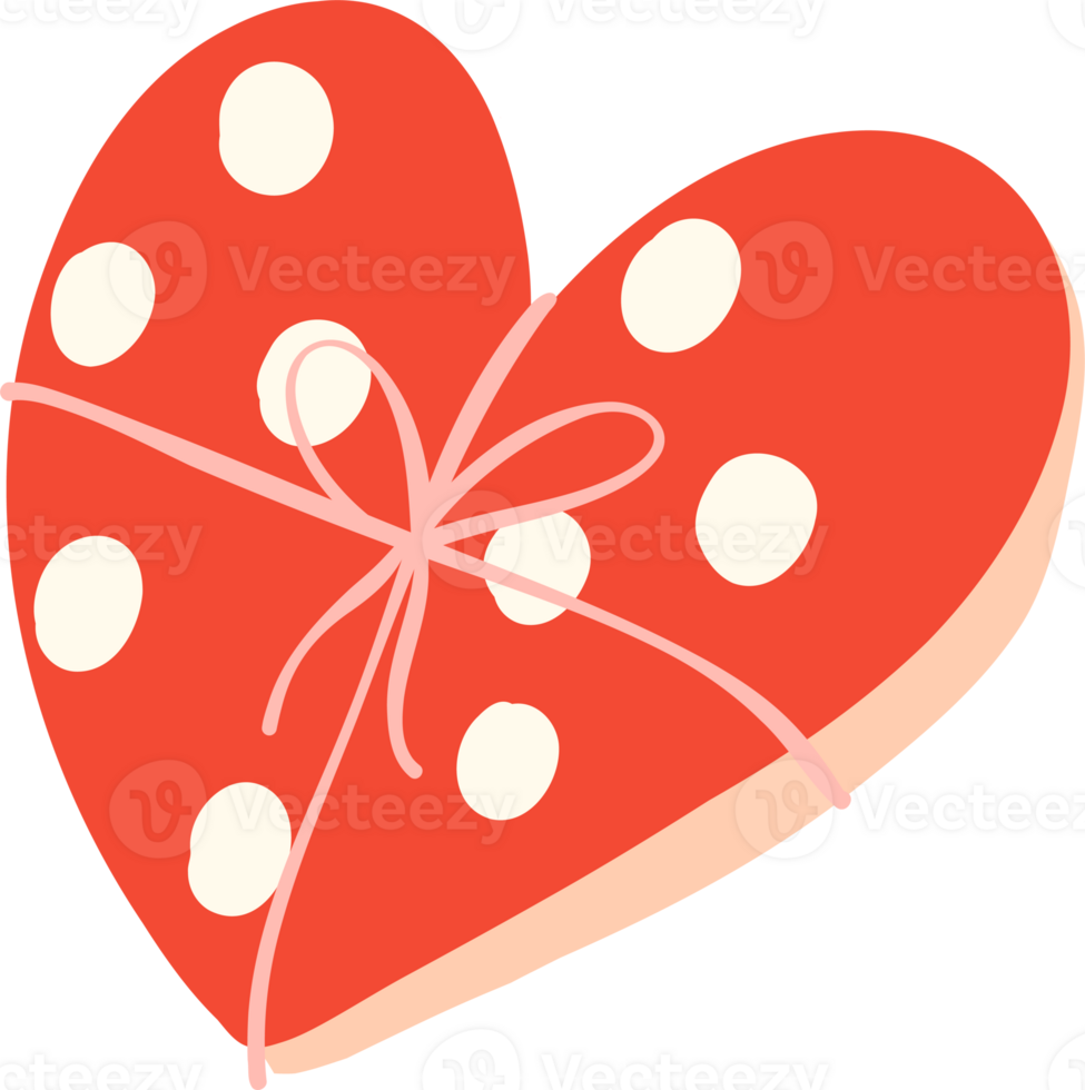 Cute Valentine heart gift box illustration png