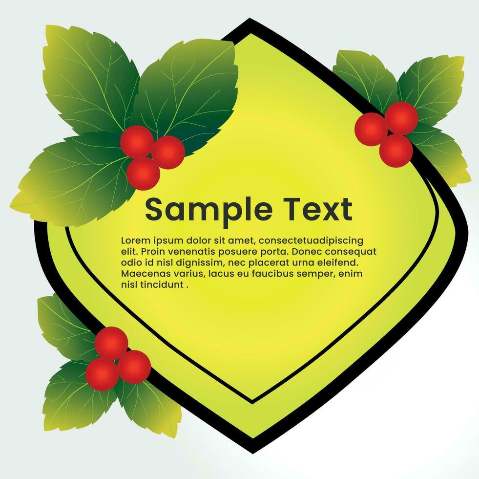 Yellow Quote Text Box with Red Berries and Green Leaf vector