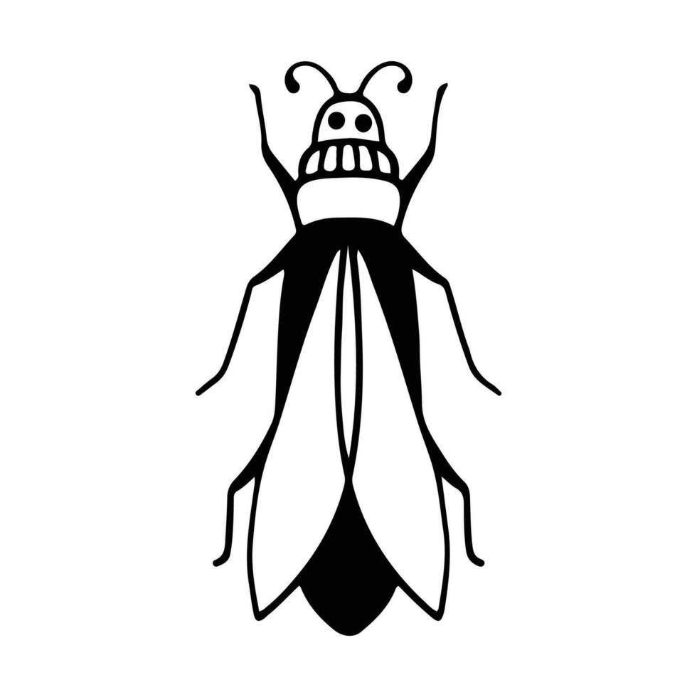 Hand-Drawn Insect Doodle Illustration. Insect or Bug Cartoon In Line Style Isolated In White Background. Insect Cartoon for Coloring Book vector