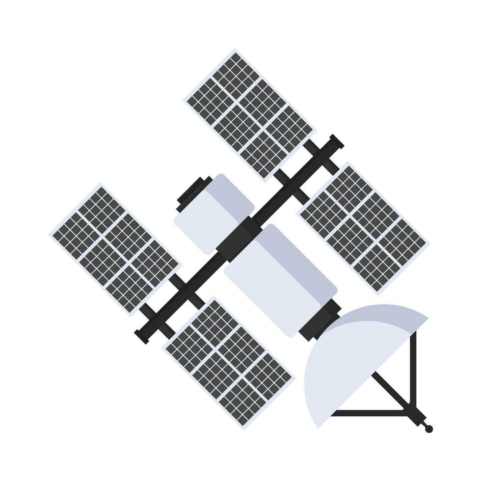 Flat illustration of space satellite on isolated background vector
