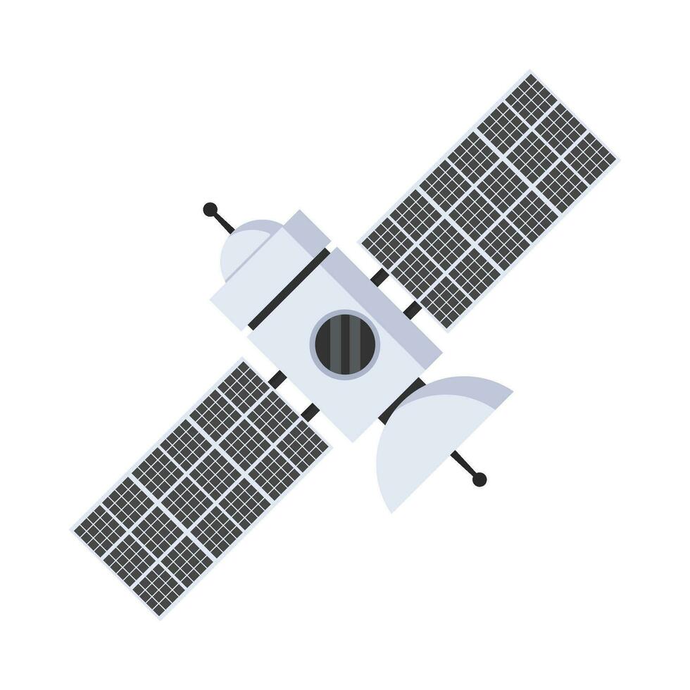 Flat illustration of space satellite on isolated background vector