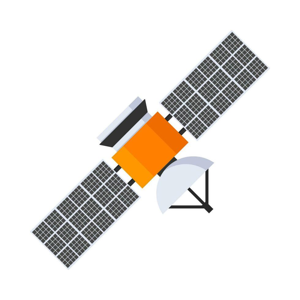 Flat illustration of space satellite on isolated background vector