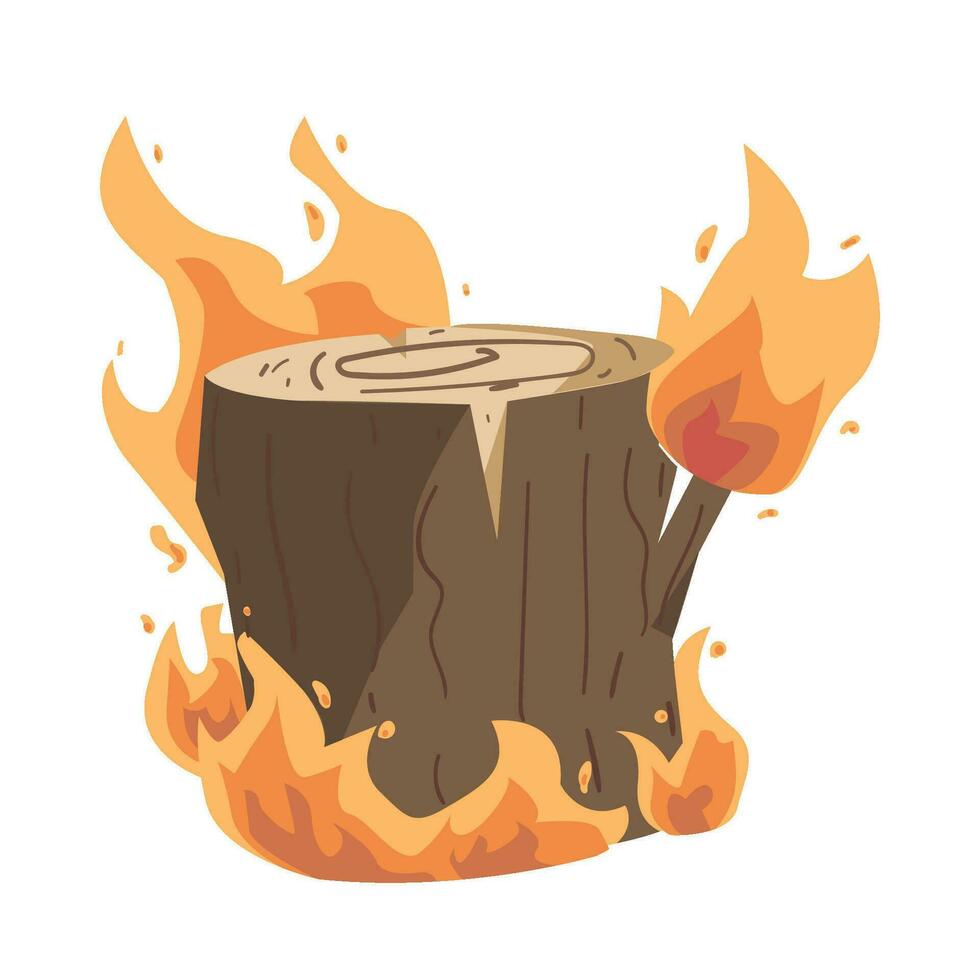 fuego en árbol maletero ilustración vector