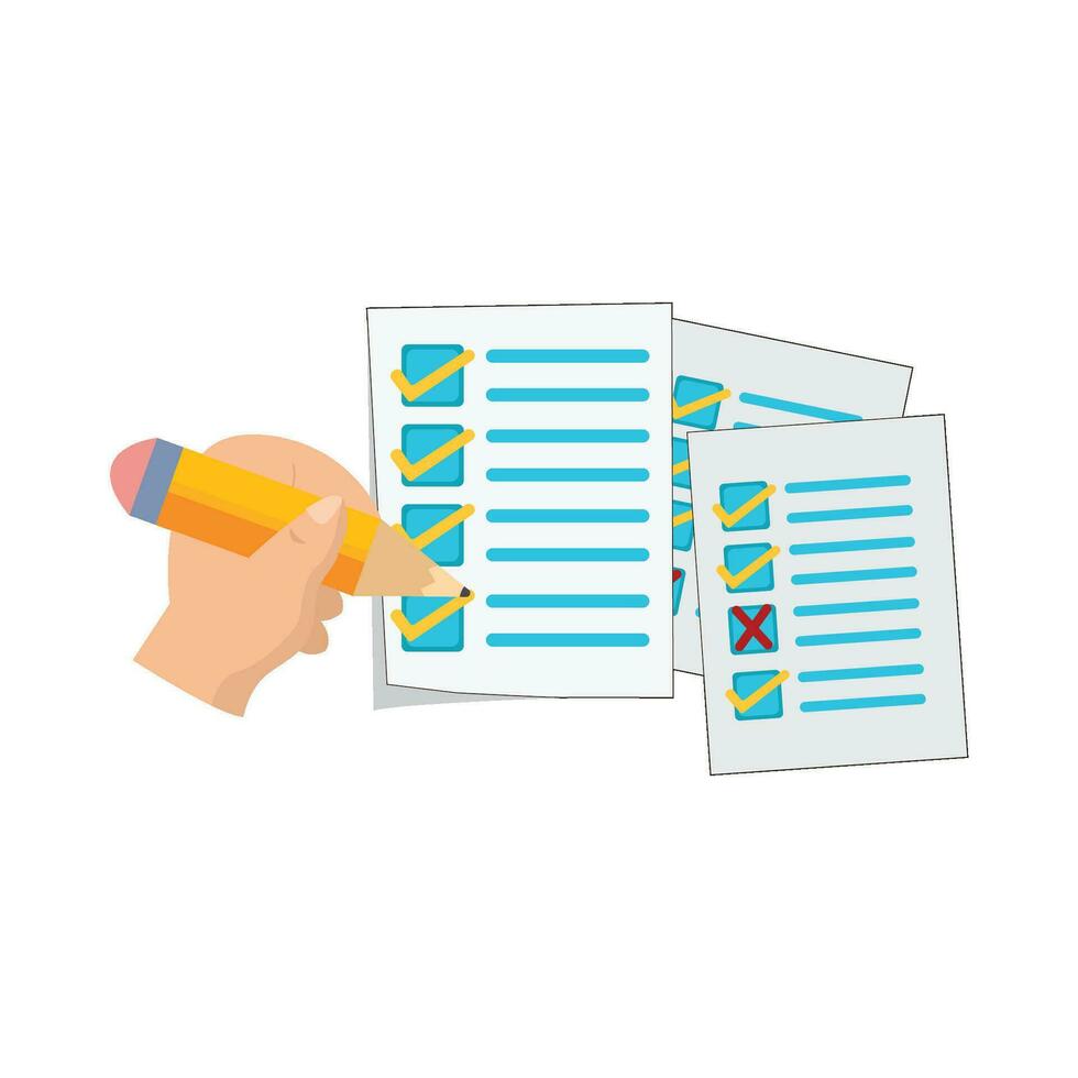 task list with pencil in hand illustration vector