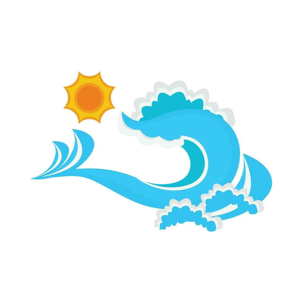sea wave with sun illustration vector