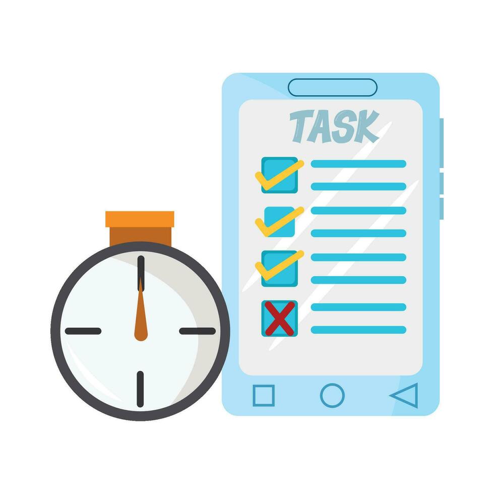 task list with stopwatch illustration vector