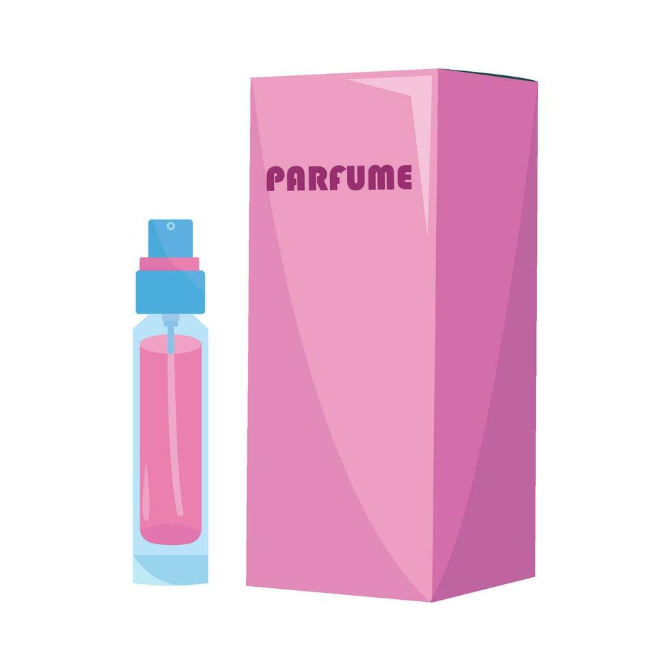 box parfume with bottle parfume spray illustration vector