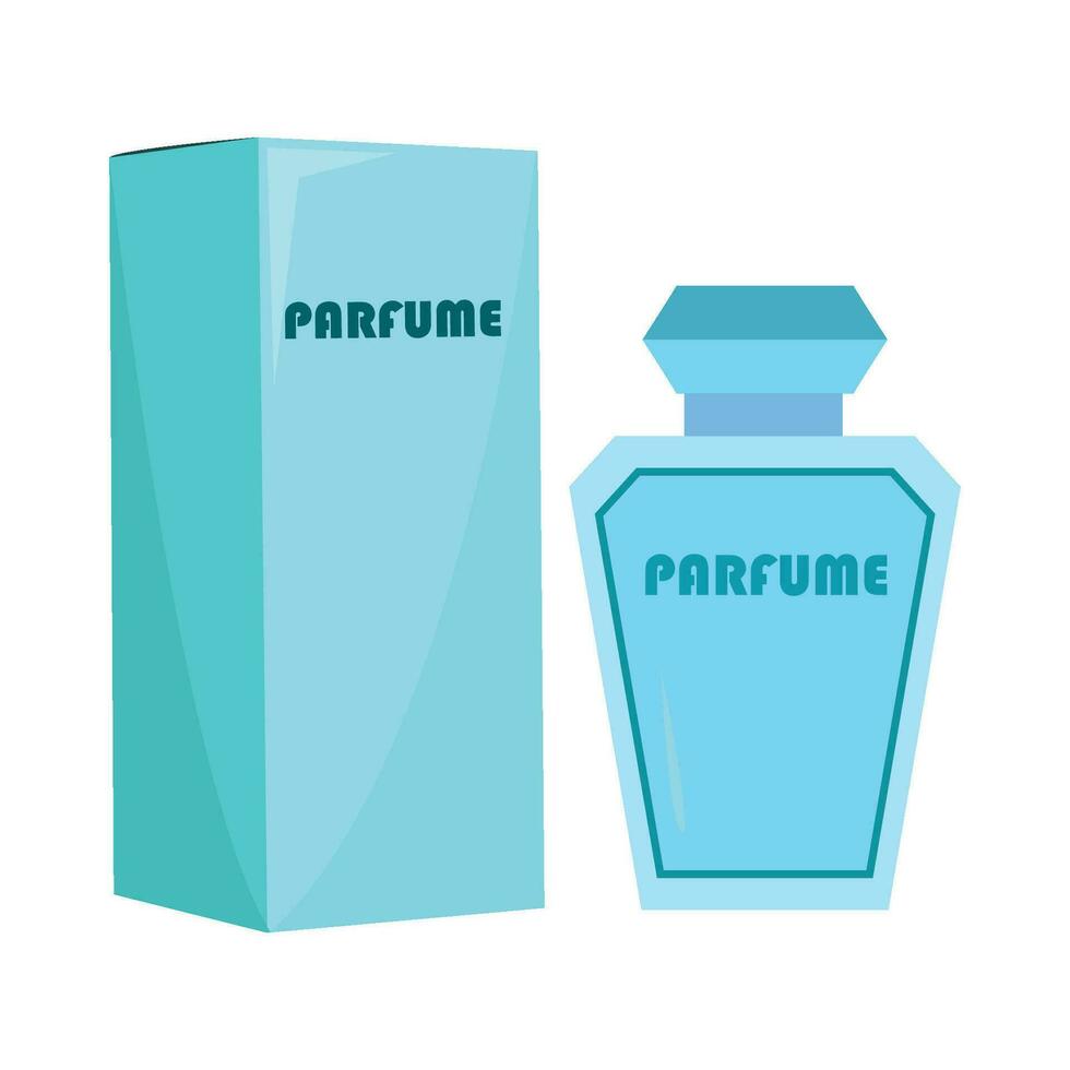 box parfume with bottle parfume illustration vector
