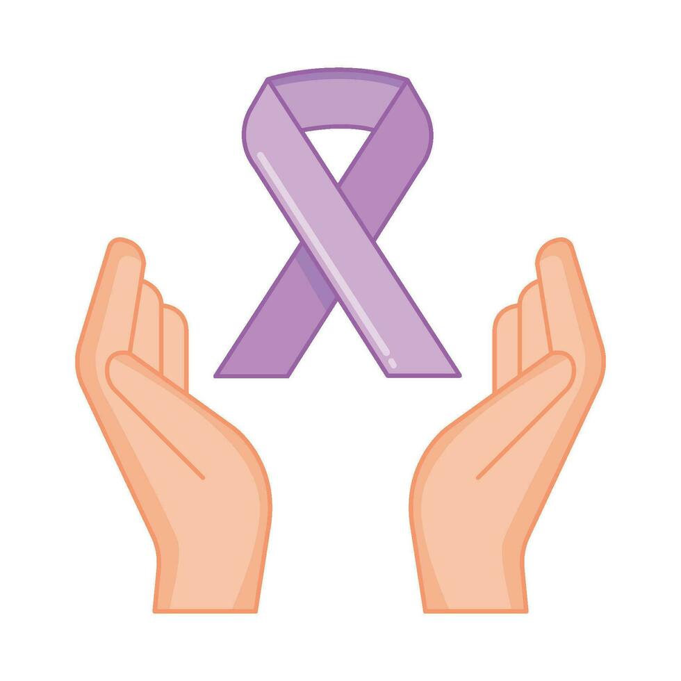 ribbon cancer day in over hand  illustration vector