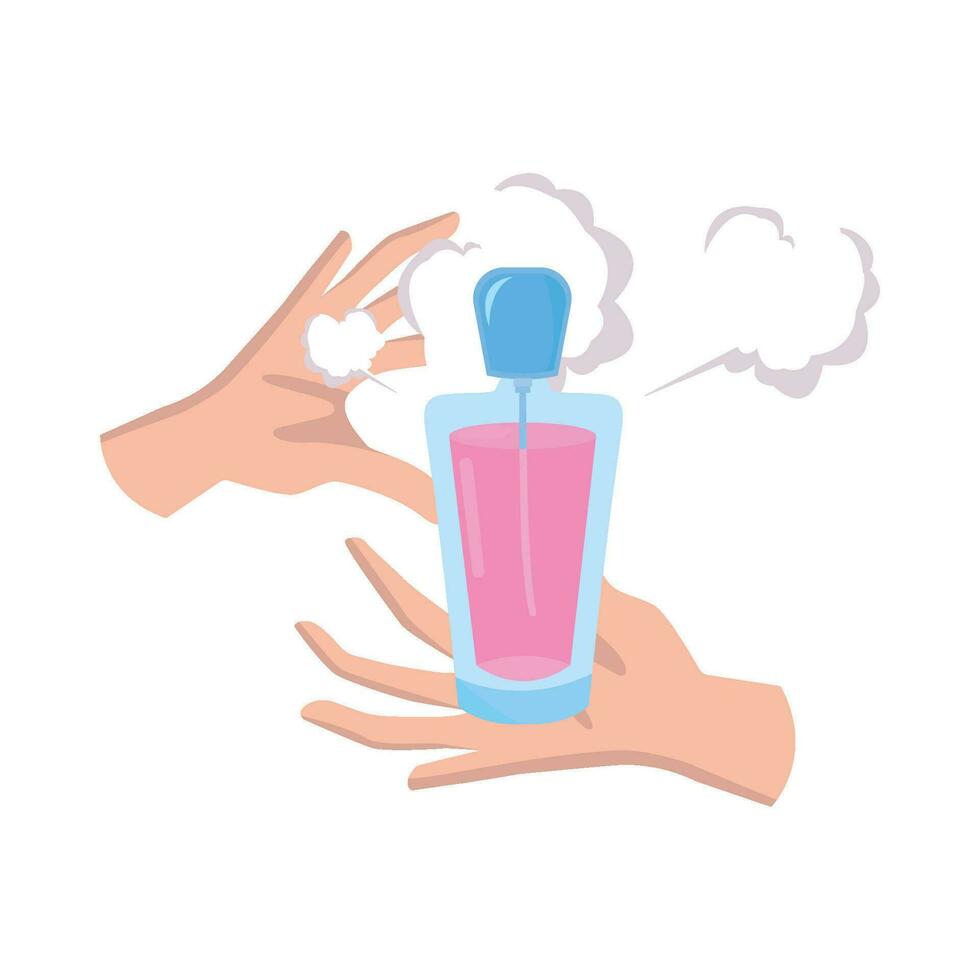 bottle parfume spray in hand illustration vector