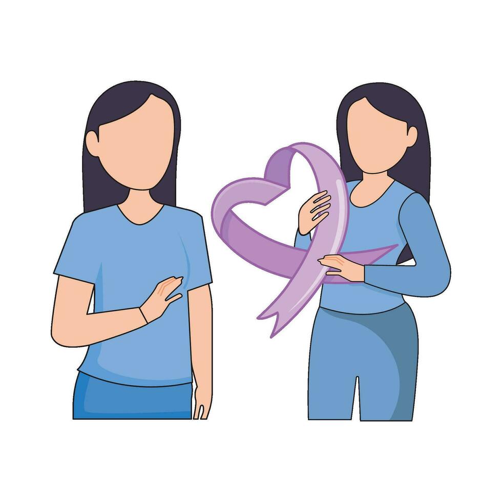 ribbon cancer day in women illustration vector