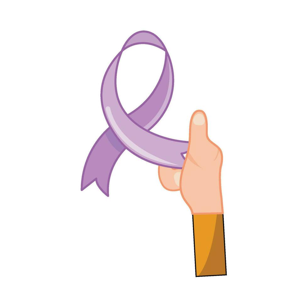 ribbon cancer day in hand  illustration vector