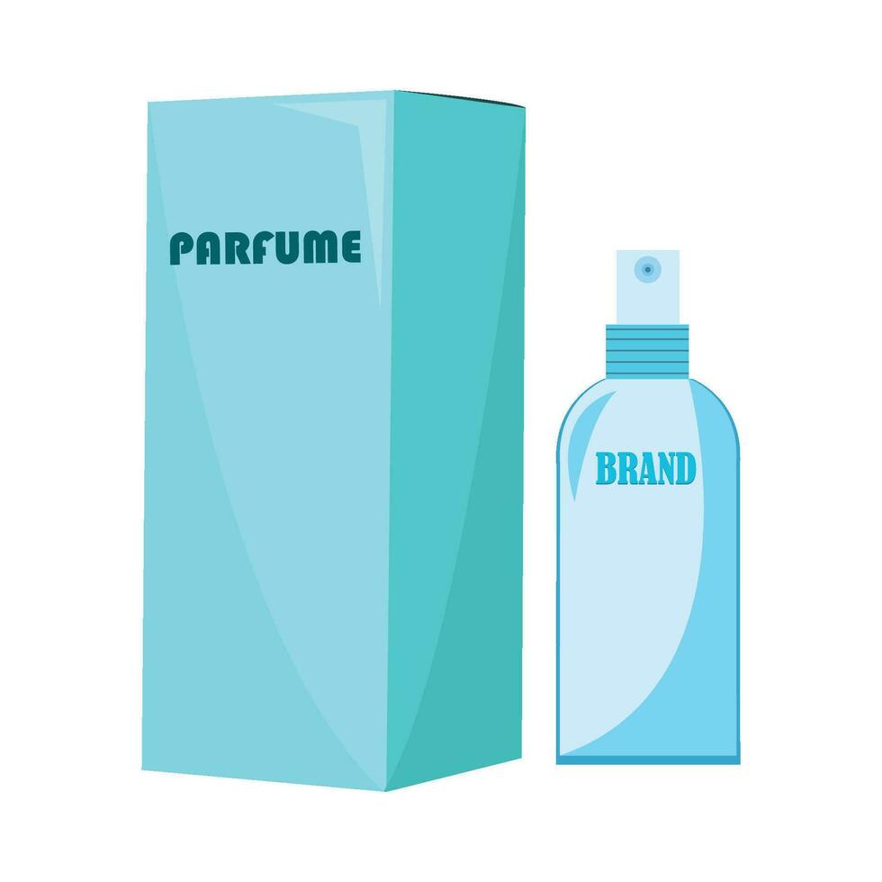box parfume with bottle parfume spray illustration vector