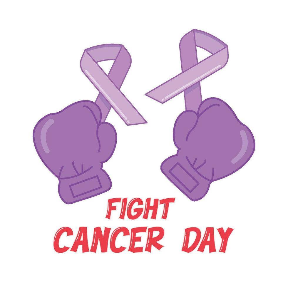 ribbon cancer day with boxing illustration vector