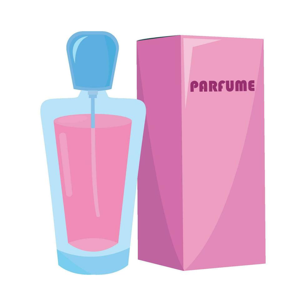 box parfume with bottle parfume spray illustration vector