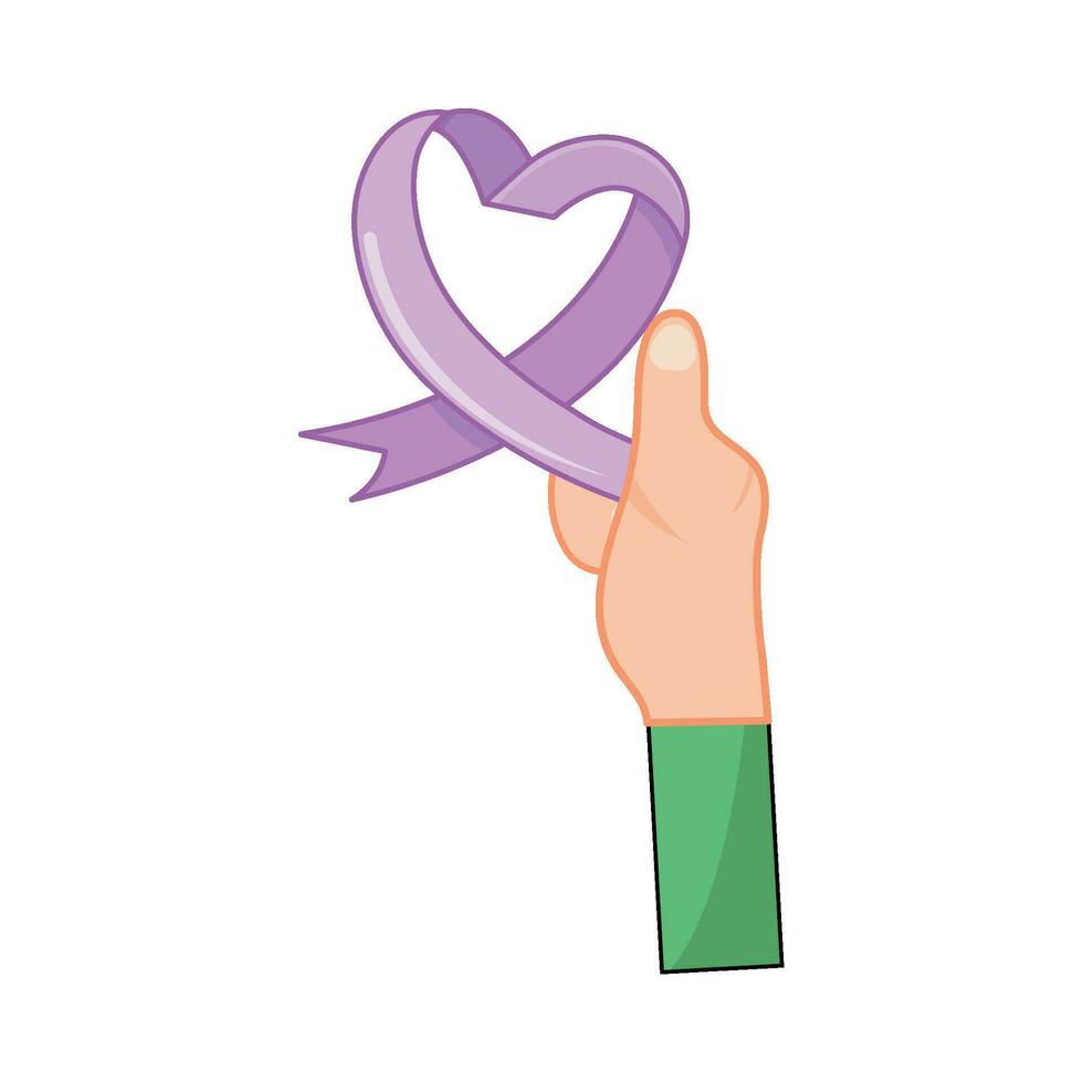ribbon cancer day in hand  illustration vector