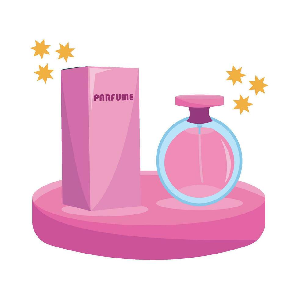 box parfume with bottle parfume spray illustration vector