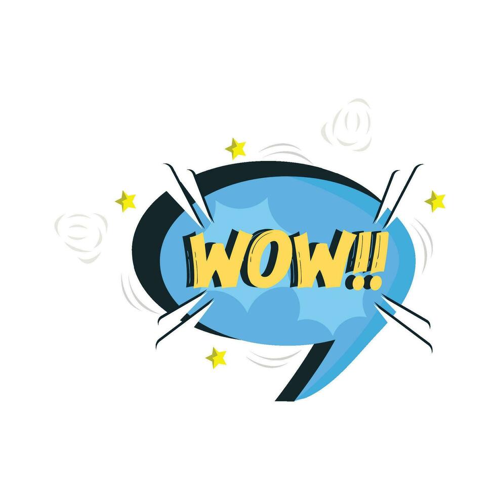 wow  text in comic speech bubble illustration vector