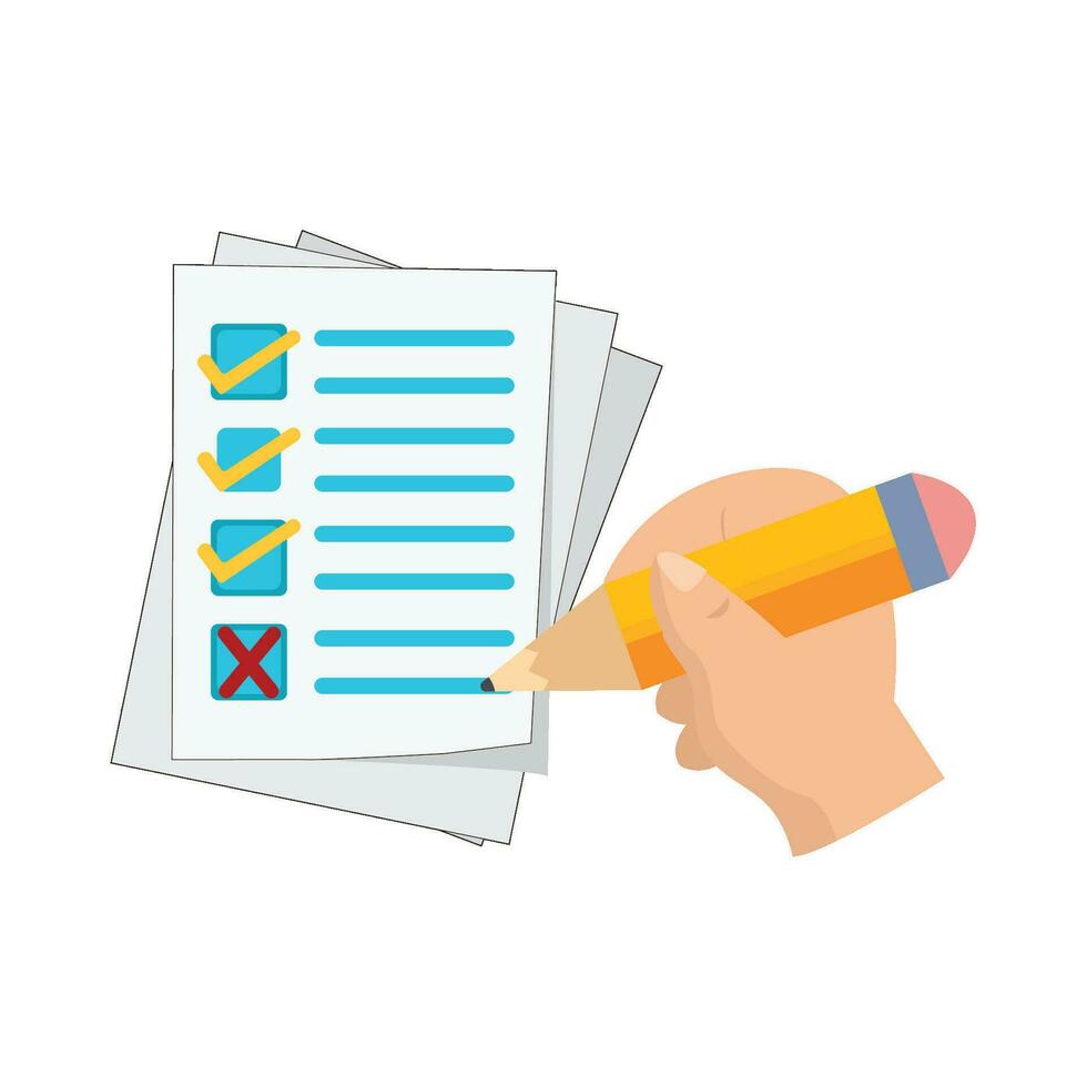 task list with pencil in hand illustration vector