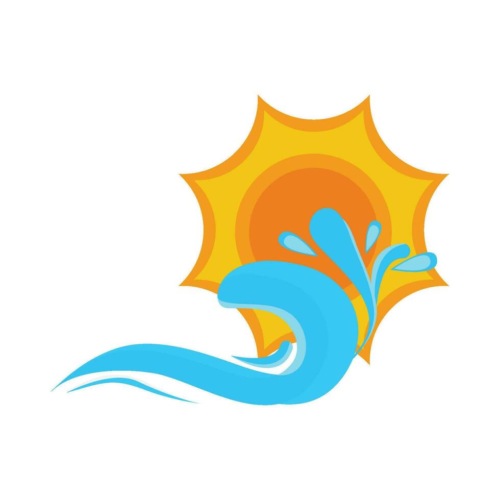 sea wave with sun illustration vector