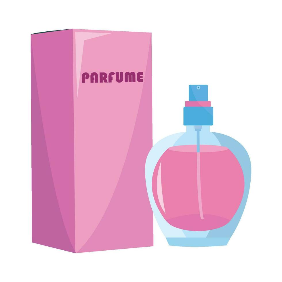 caja perfumar con botella perfumar rociar ilustración vector