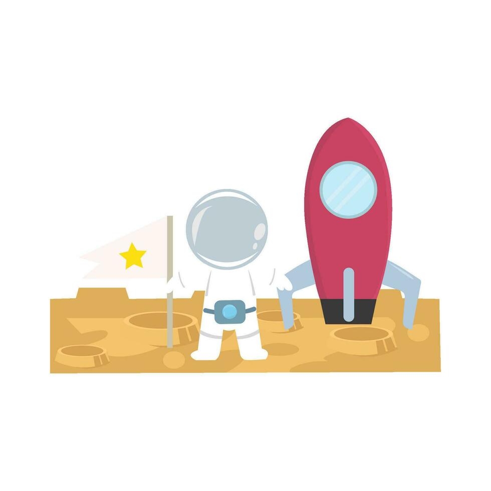 rocket with astronaut illustration vector
