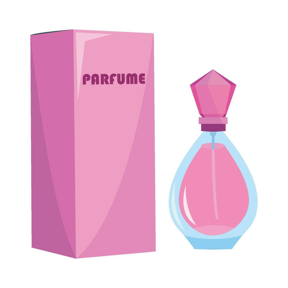 box parfume with bottle parfume spray illustration vector