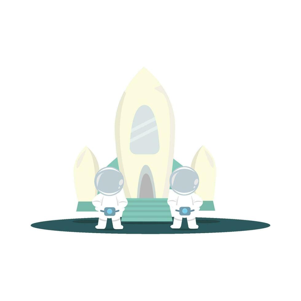 rocket with astronaut illustration vector